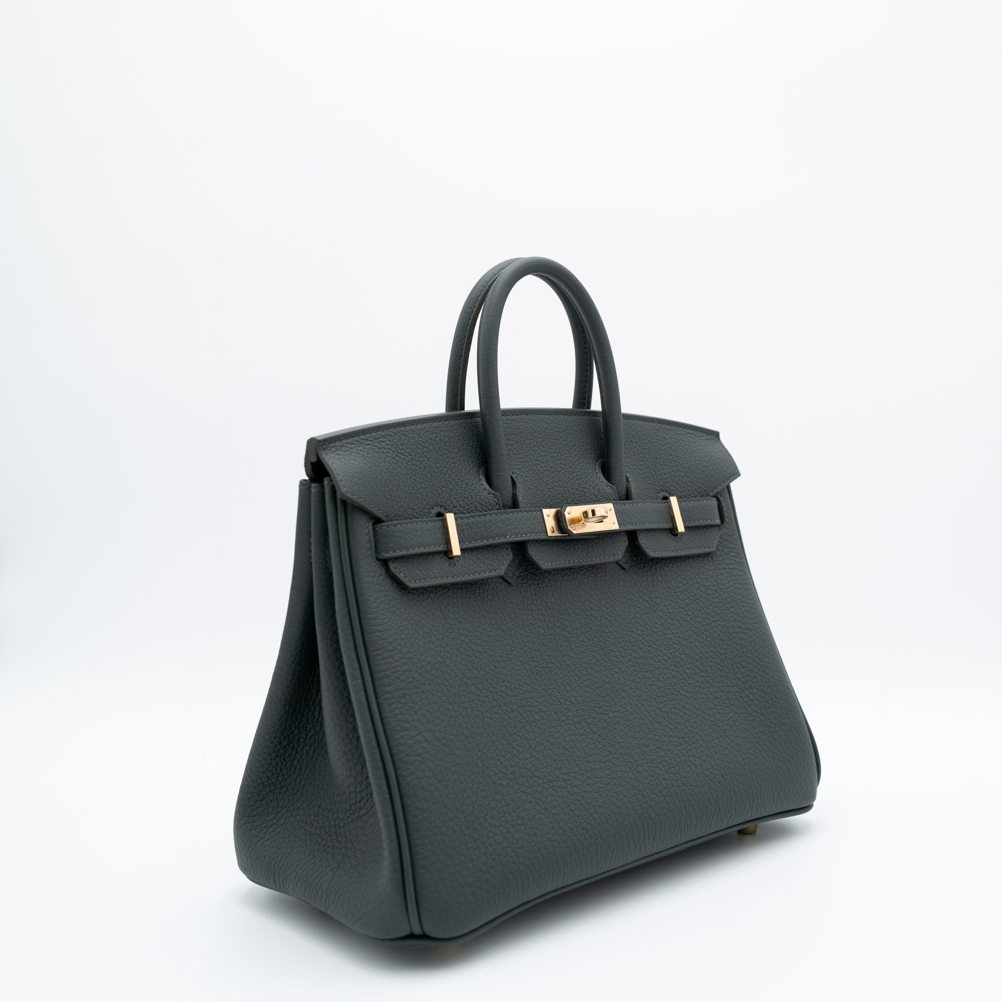 Authentic Hermès Birkin 25 Retourne Vert Mangrove Togo Palladium Hardware