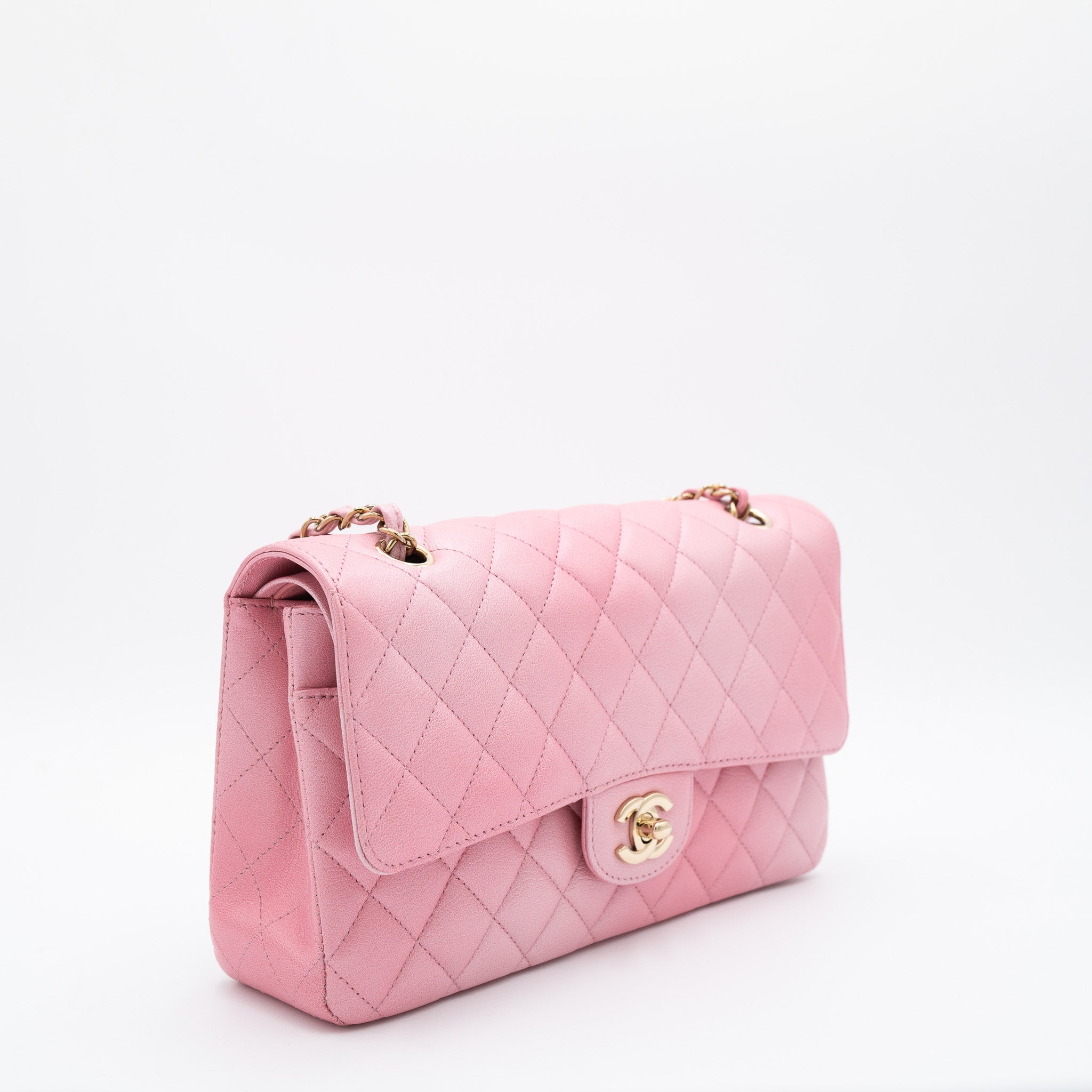 Chanel Classic Double Flap Small in Gradation Light Pink Goatskin with Gold Hardware