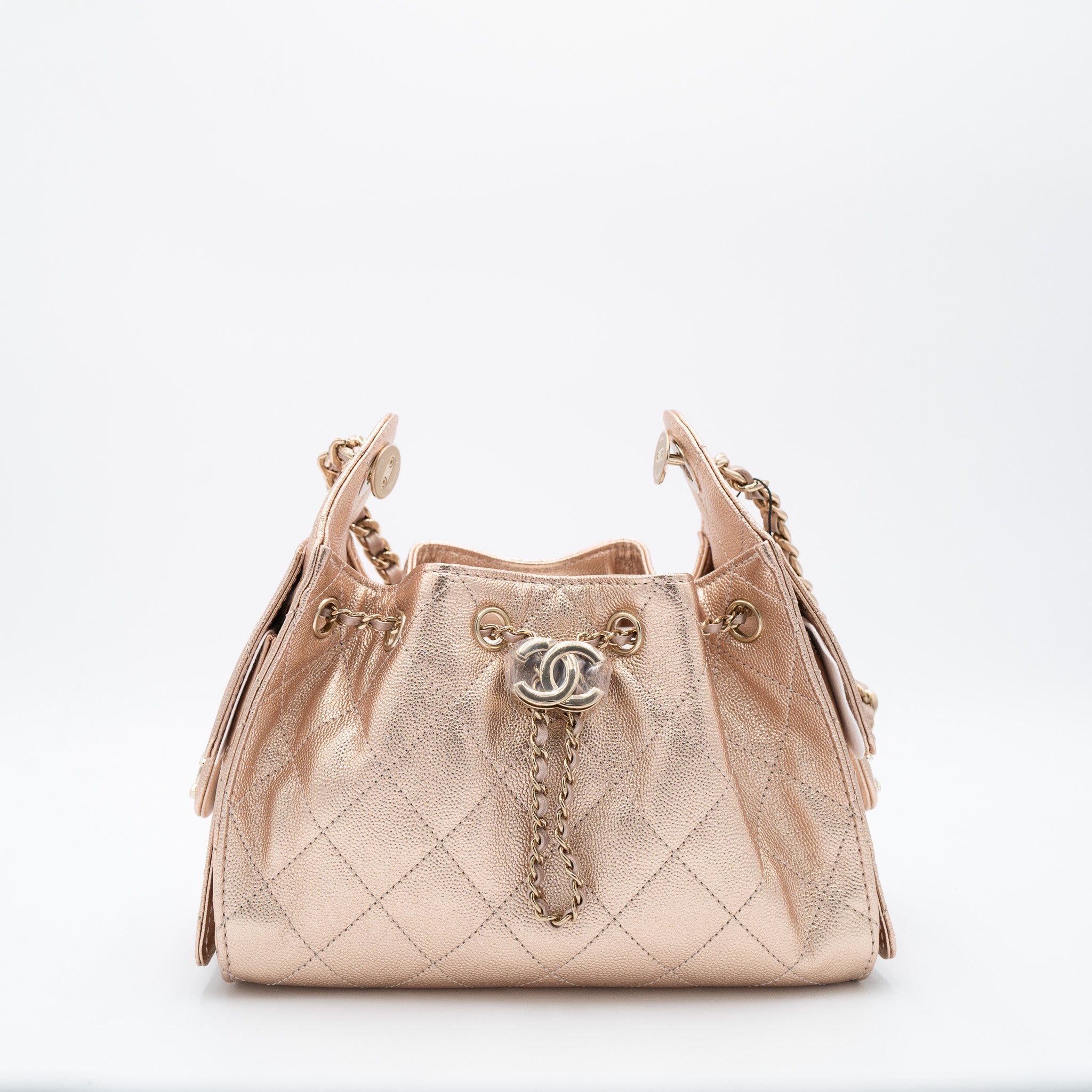 Chanel Small Hobo Bag in Metallic Gold Grained Calfskin