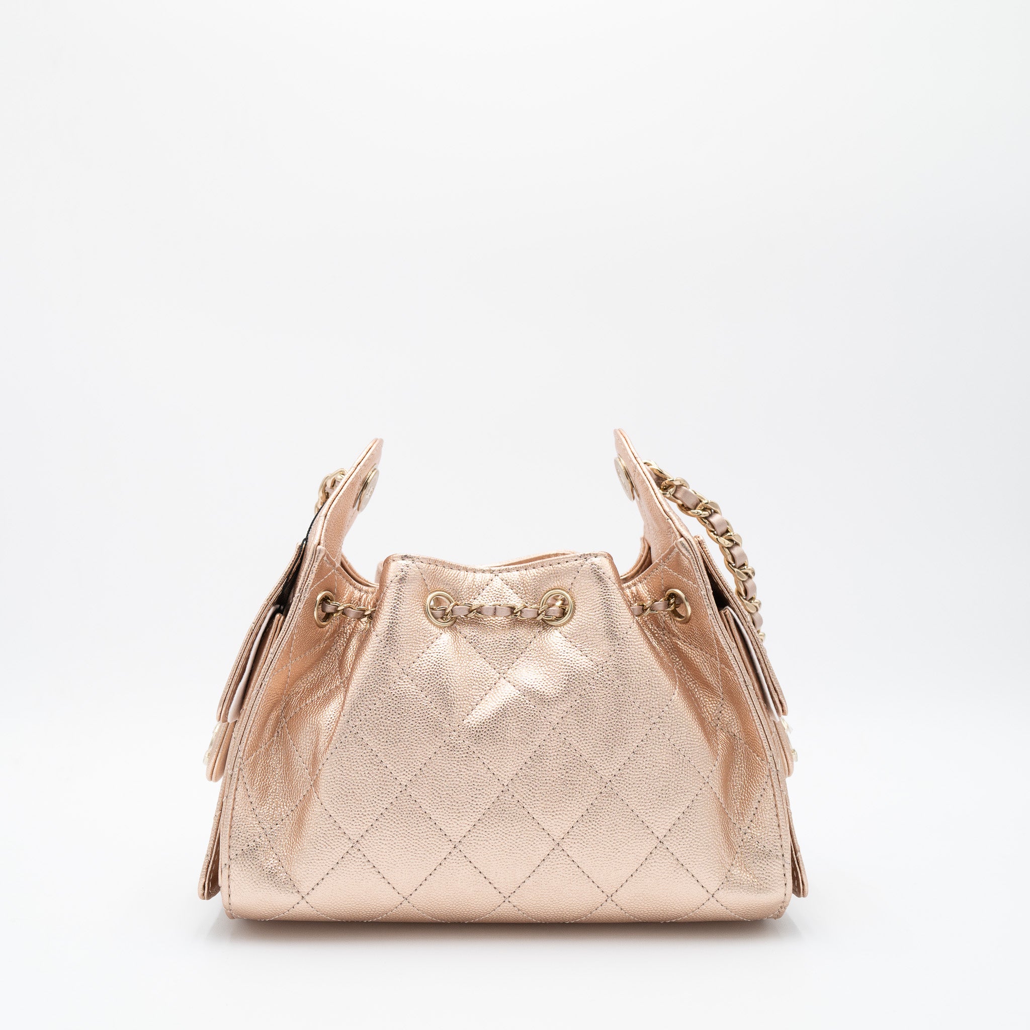 Chanel Small Hobo Bag in Metallic Gold Grained Calfskin