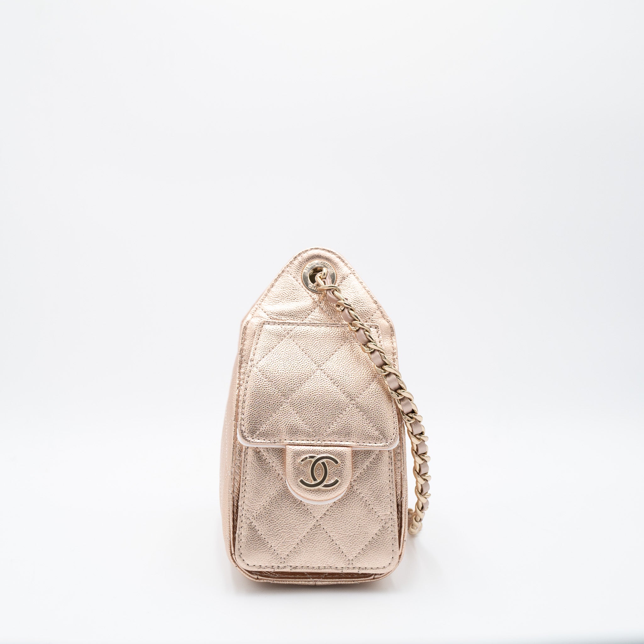 Chanel Small Hobo Bag in Metallic Gold Grained Calfskin