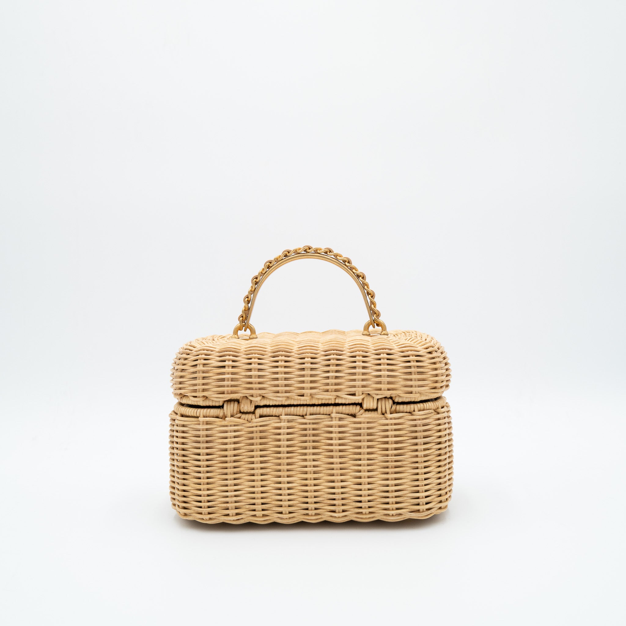 Chanel Vanity Case in Rattan with Gold Hardware