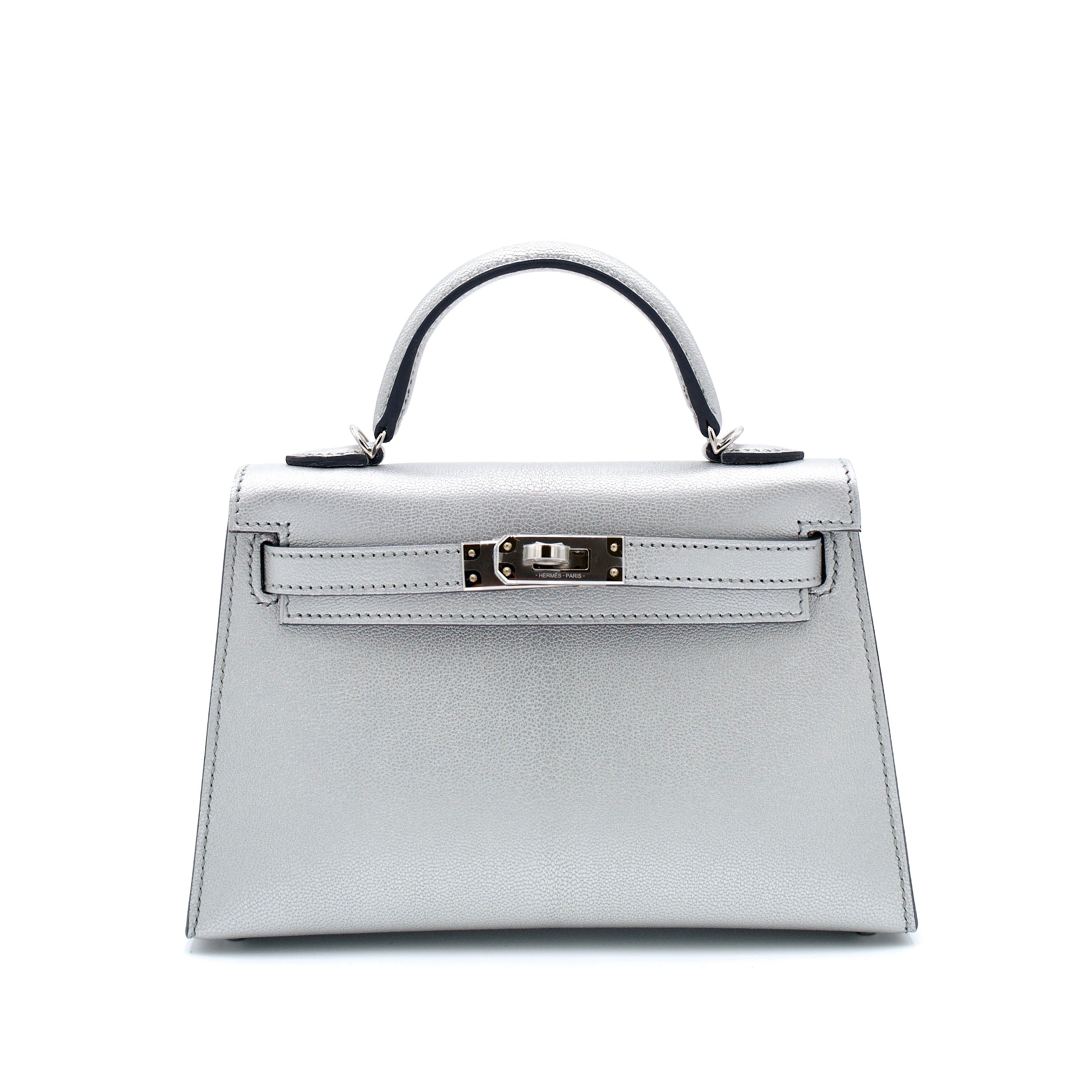 Hermès Mini Kelly II 20 Argente Chevre with Palladium Hardware
