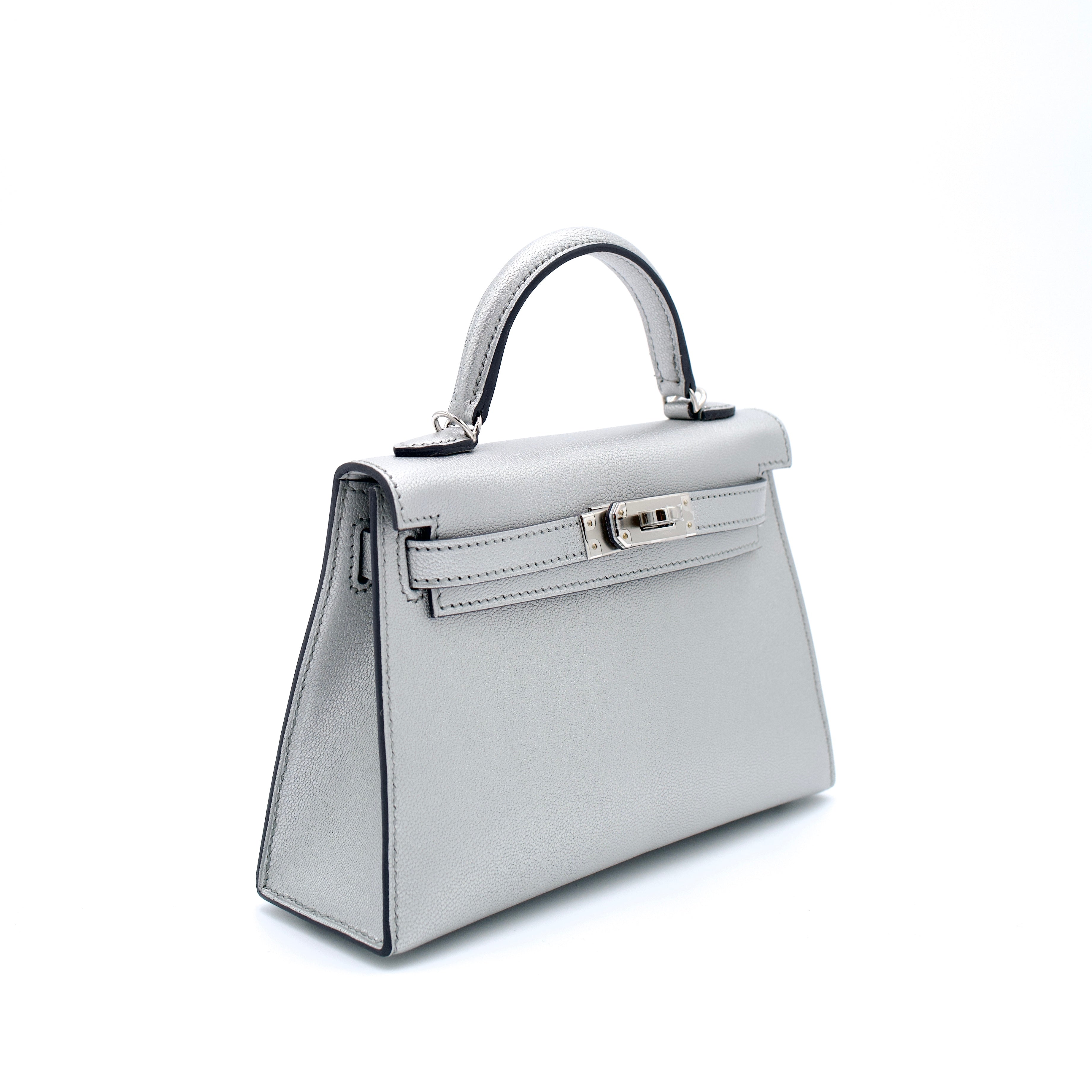 Hermès Mini Kelly II 20 Argente Chevre with Palladium Hardware