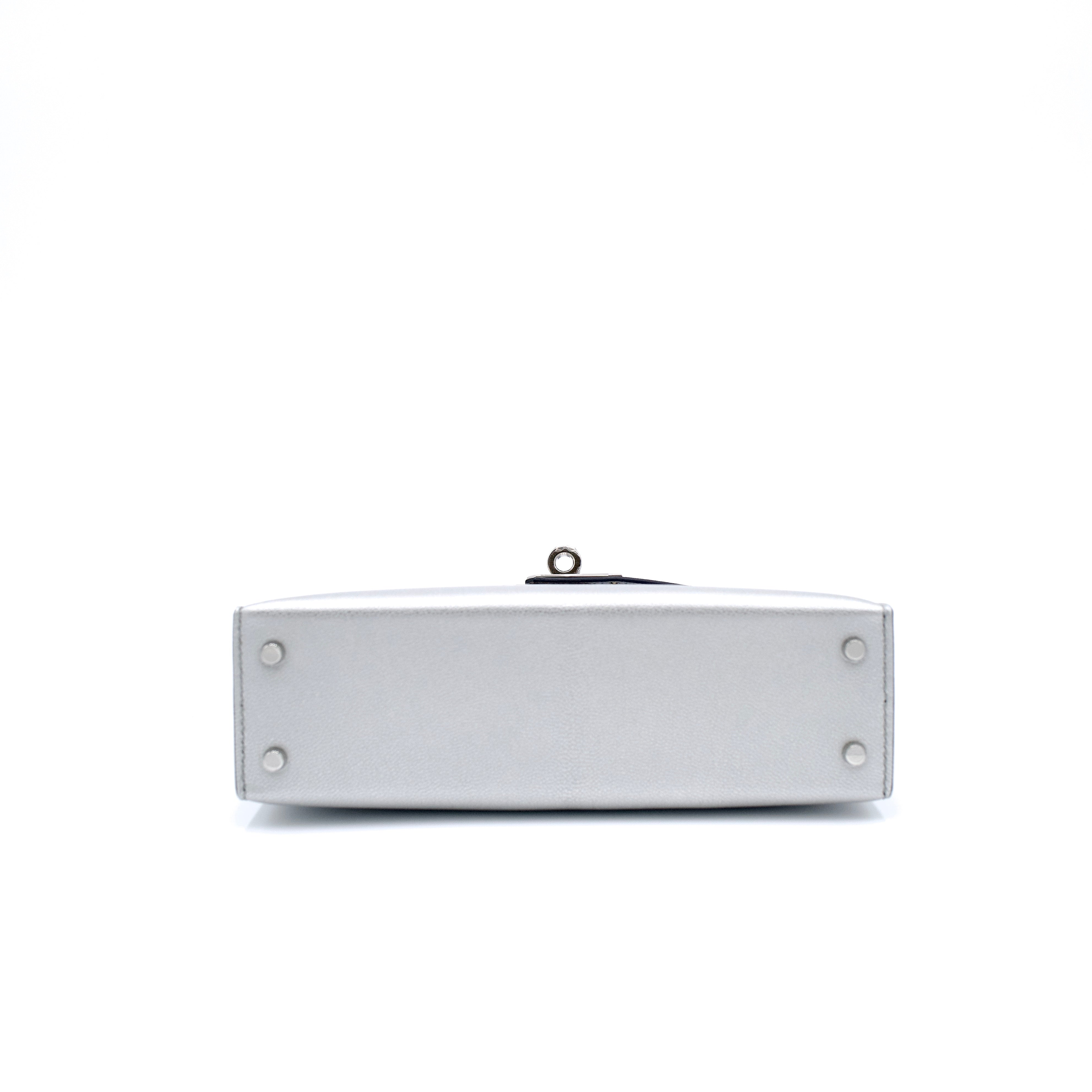 Hermès Mini Kelly II 20 Argente Chevre with Palladium Hardware