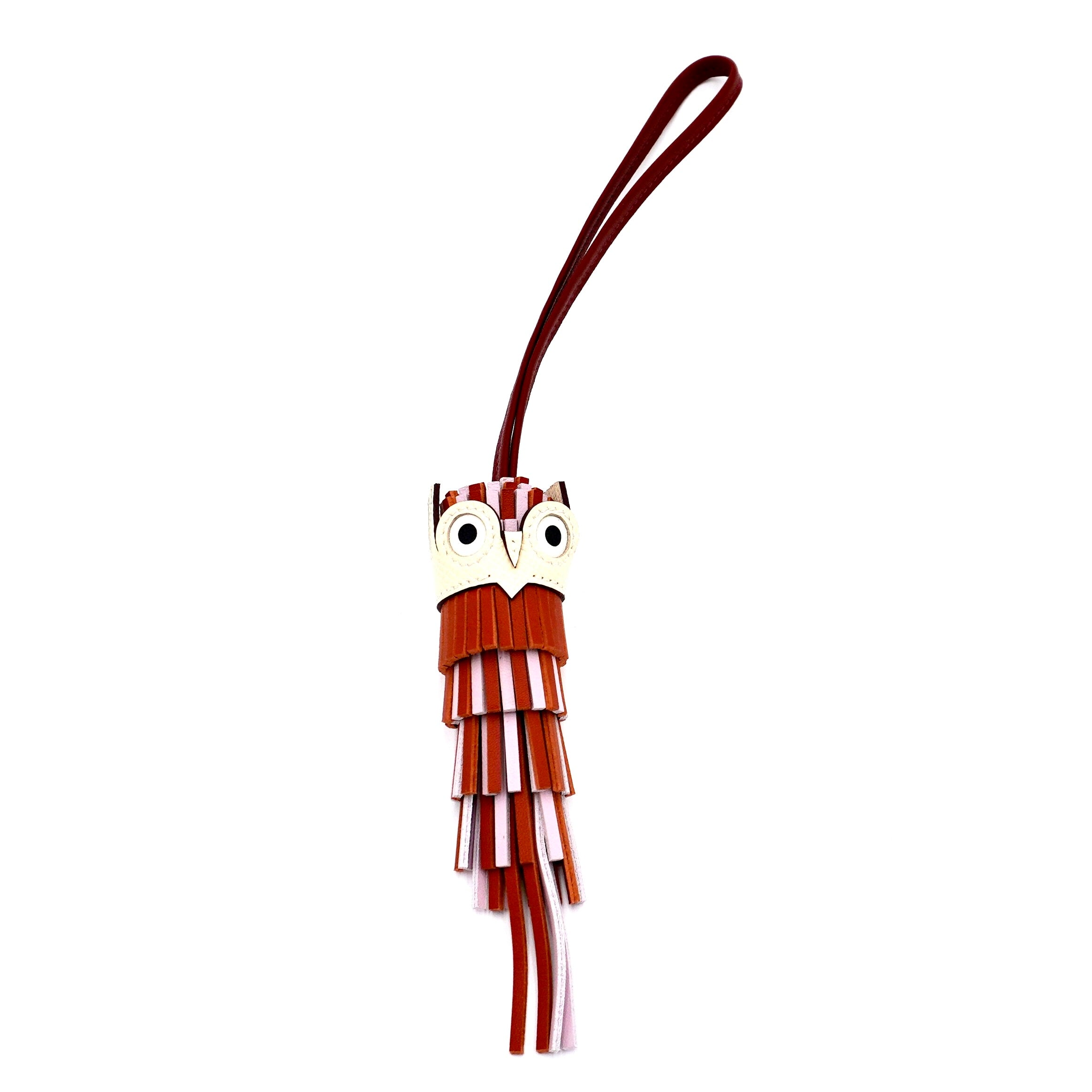 Hermès Chouette Charm in Pain d'Épice, Mauve Pâle, Sienne, Nata, & Blanc