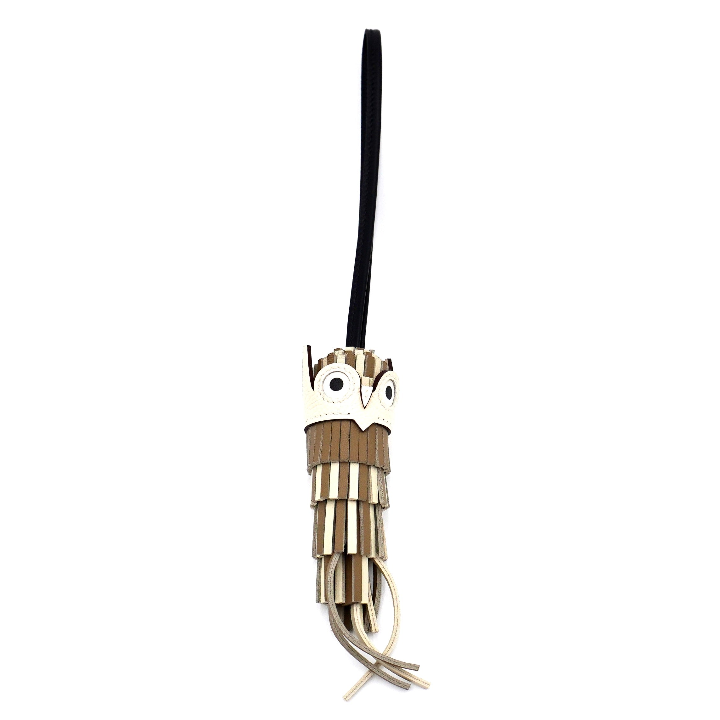 Hermès Chouette Owl Charm in Marfa, Craie, Noir, Nata, & Blanc