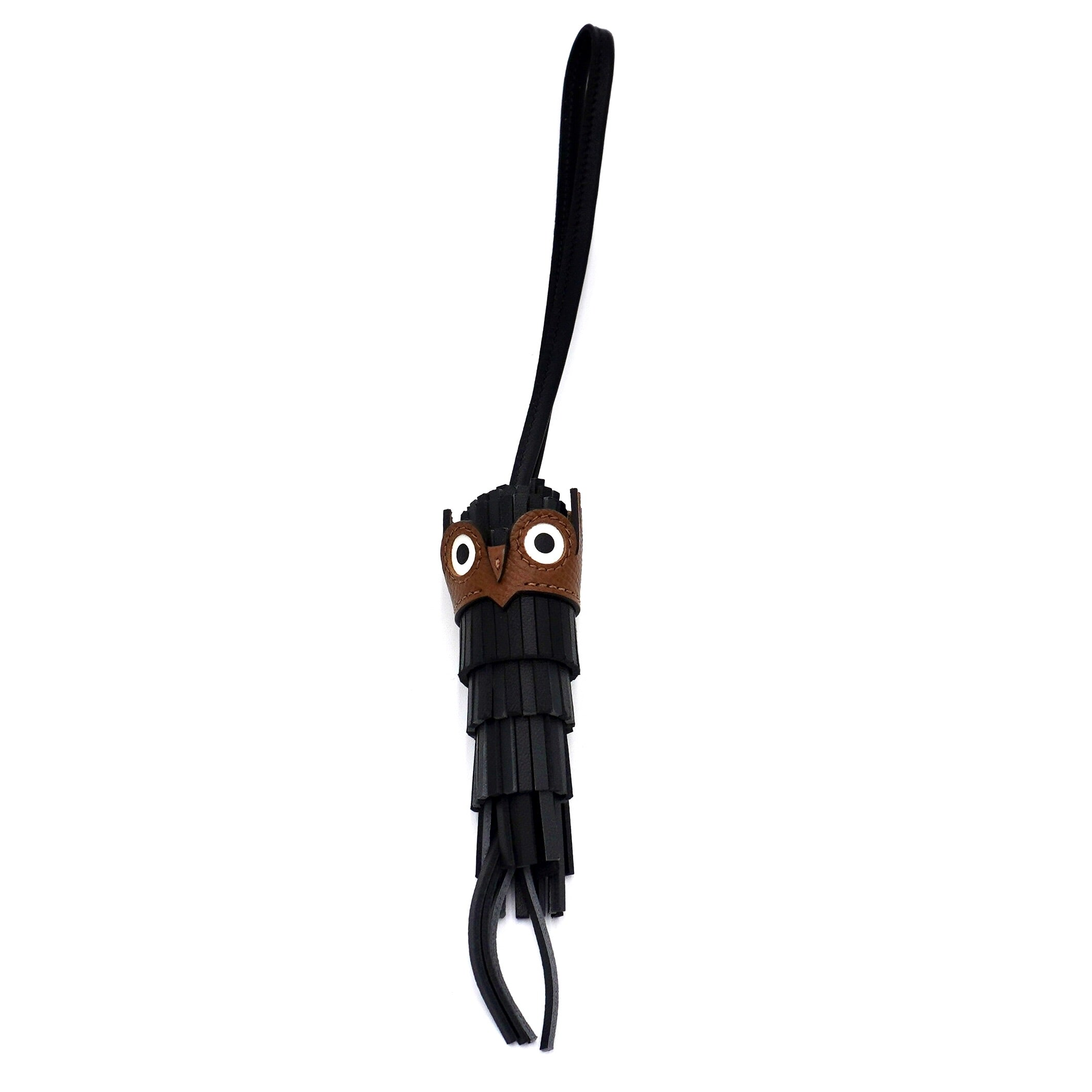 Hermès Chouette Owl Charm in Noir, Gris Misty, Alezan, & Blanc