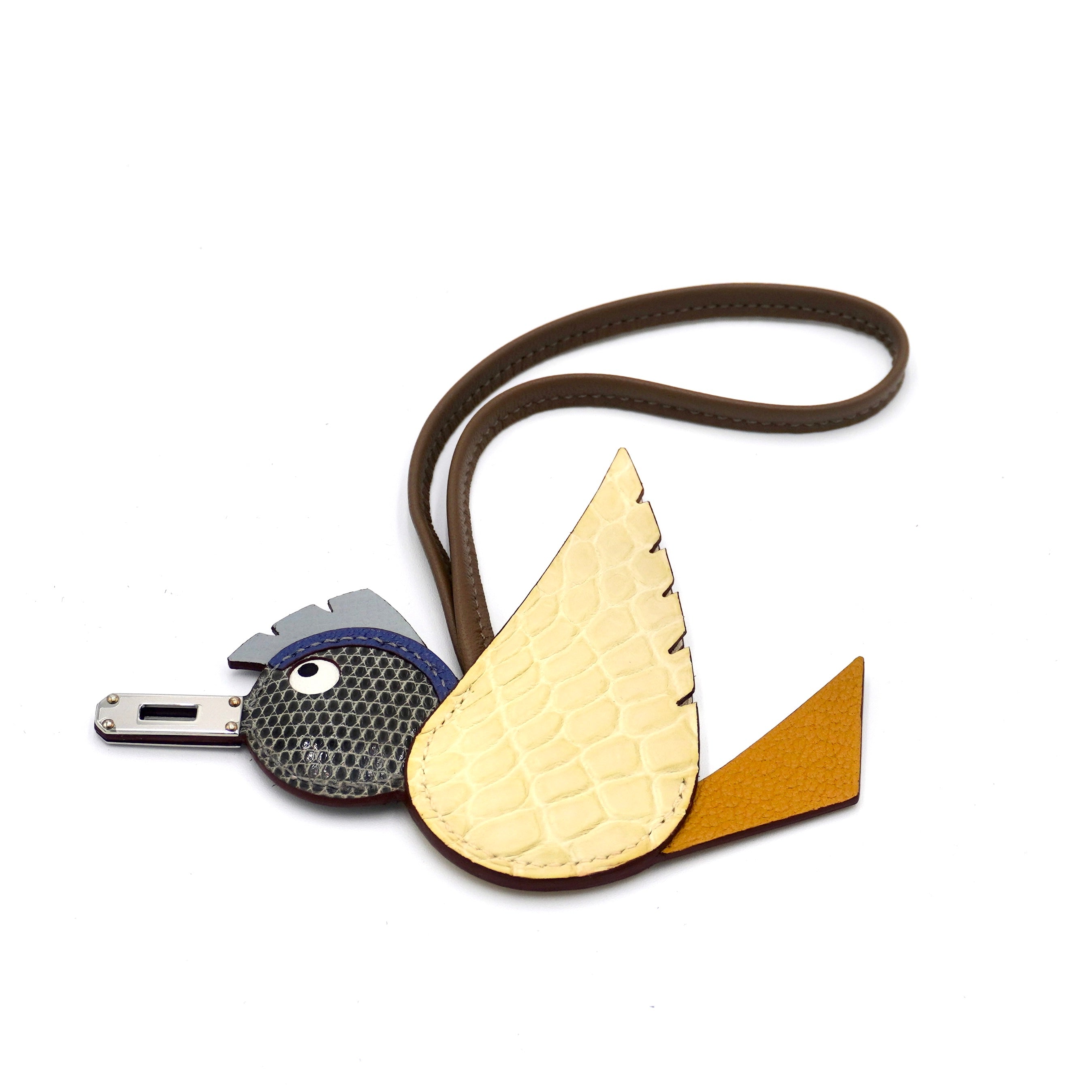 Hermès Birdy Charm in Beige, Nata, Noir Swift & Leather Combo