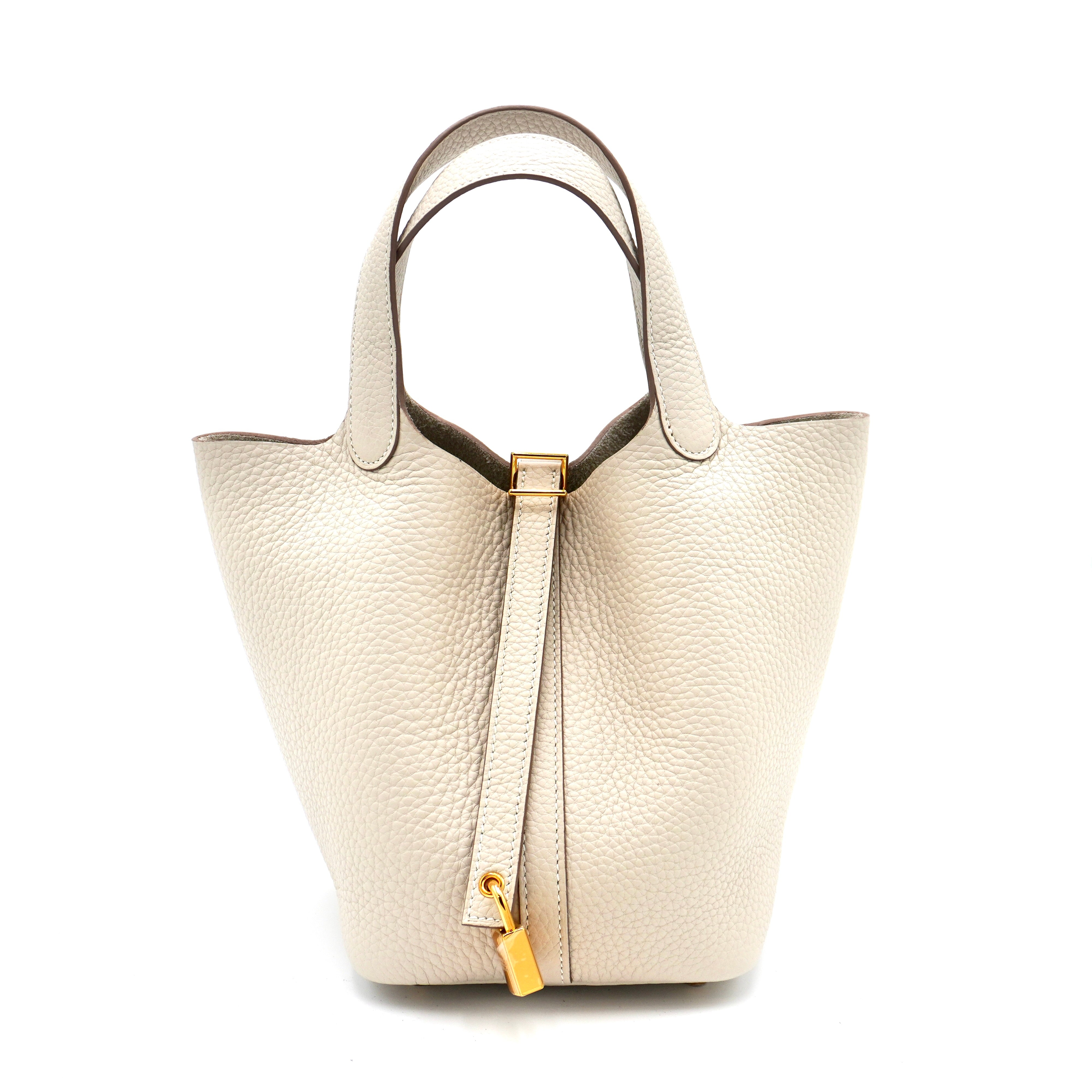 Hermès Picotin 18 Craie Taurillon Clemence Gold