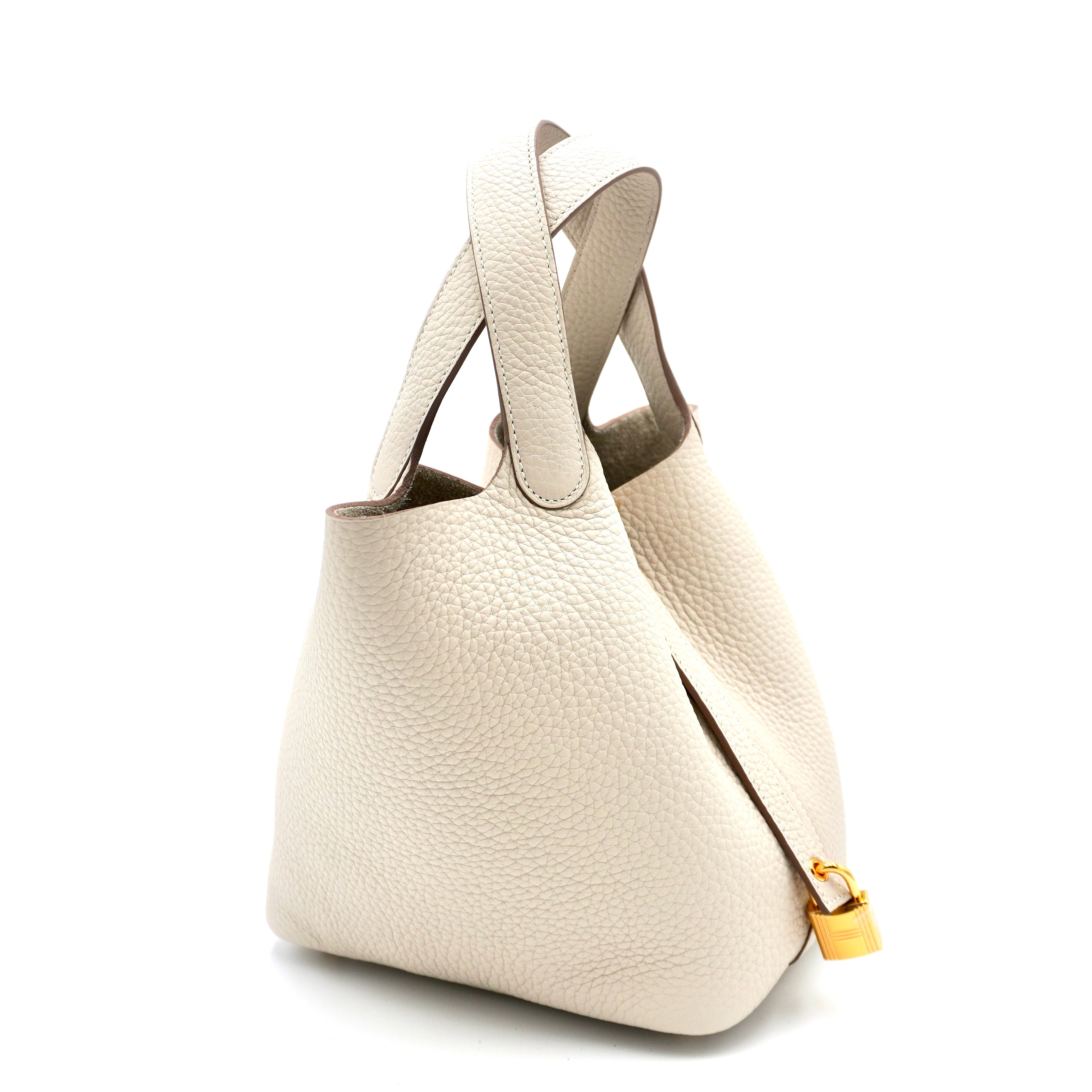 Hermès Picotin 18 Craie Taurillon Clemence Gold