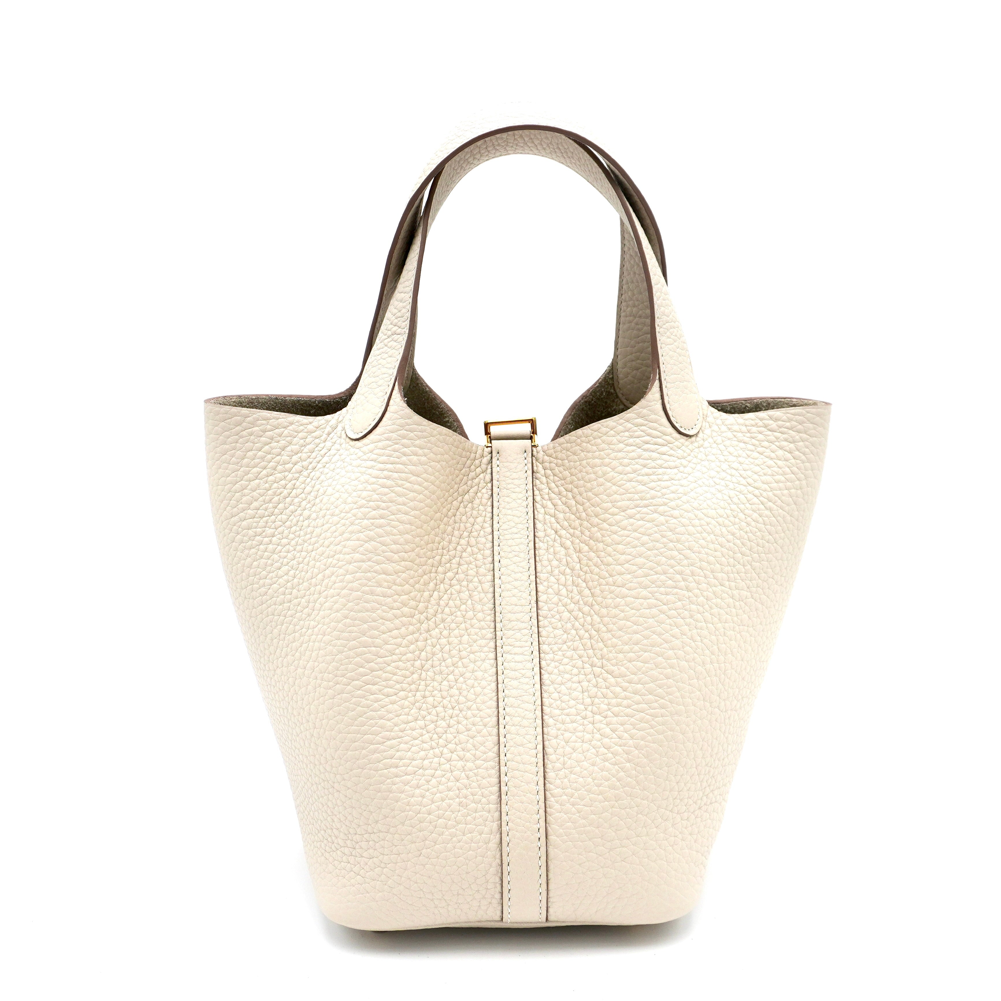 Hermès Picotin 18 Craie Taurillon Clemence Gold