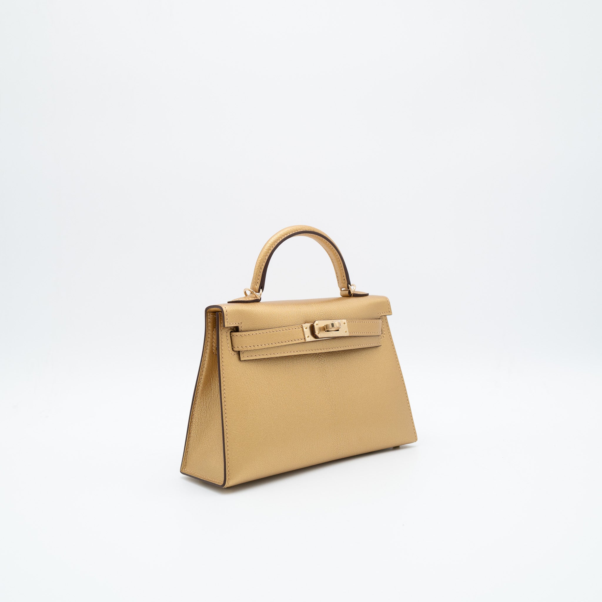 Hermès Kelly 20 Sellier in Dore Metallic Chevre Chamkilight with Gold Hardware