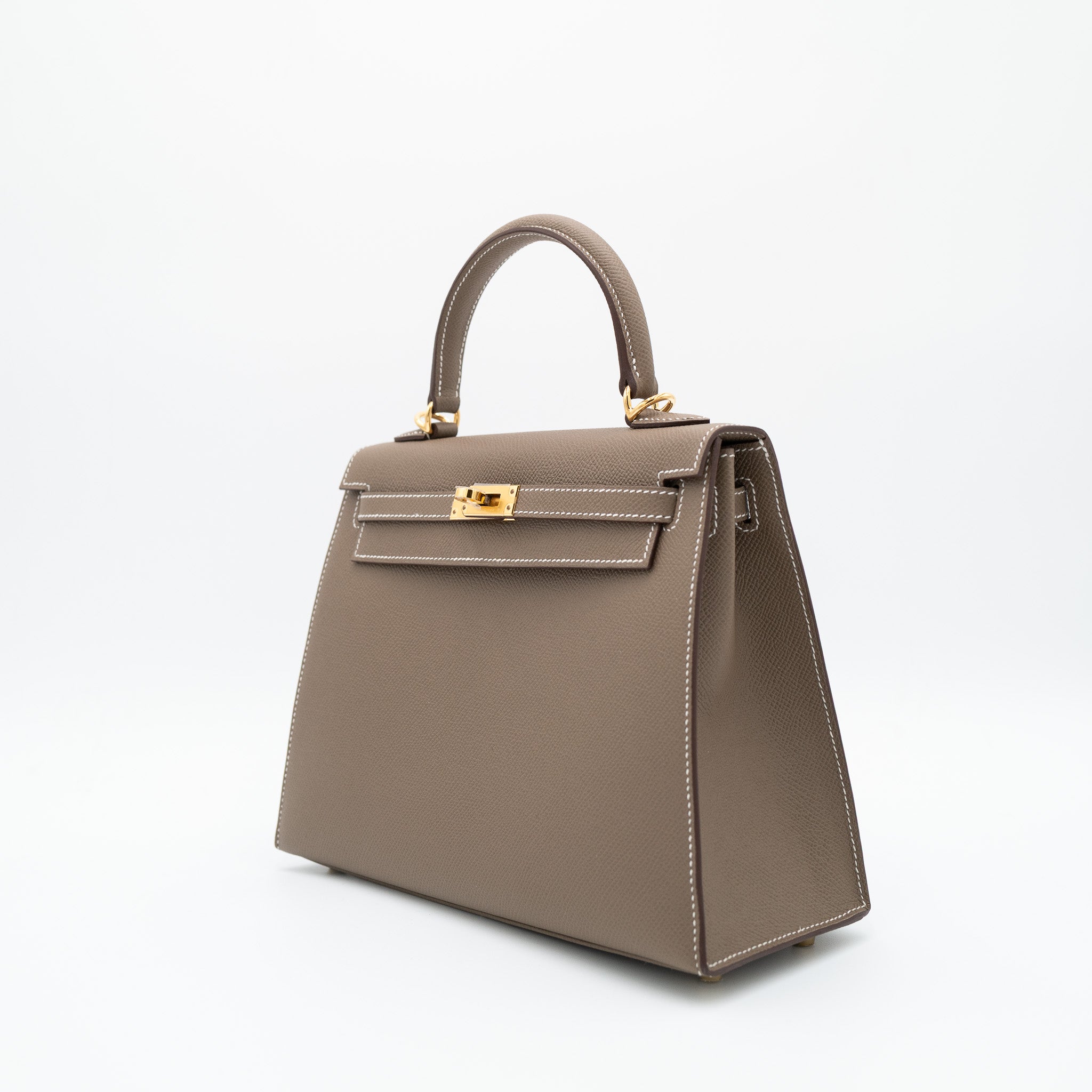 Hermès Kelly Sellier 25 Etoupe Epsom Gold Hardware