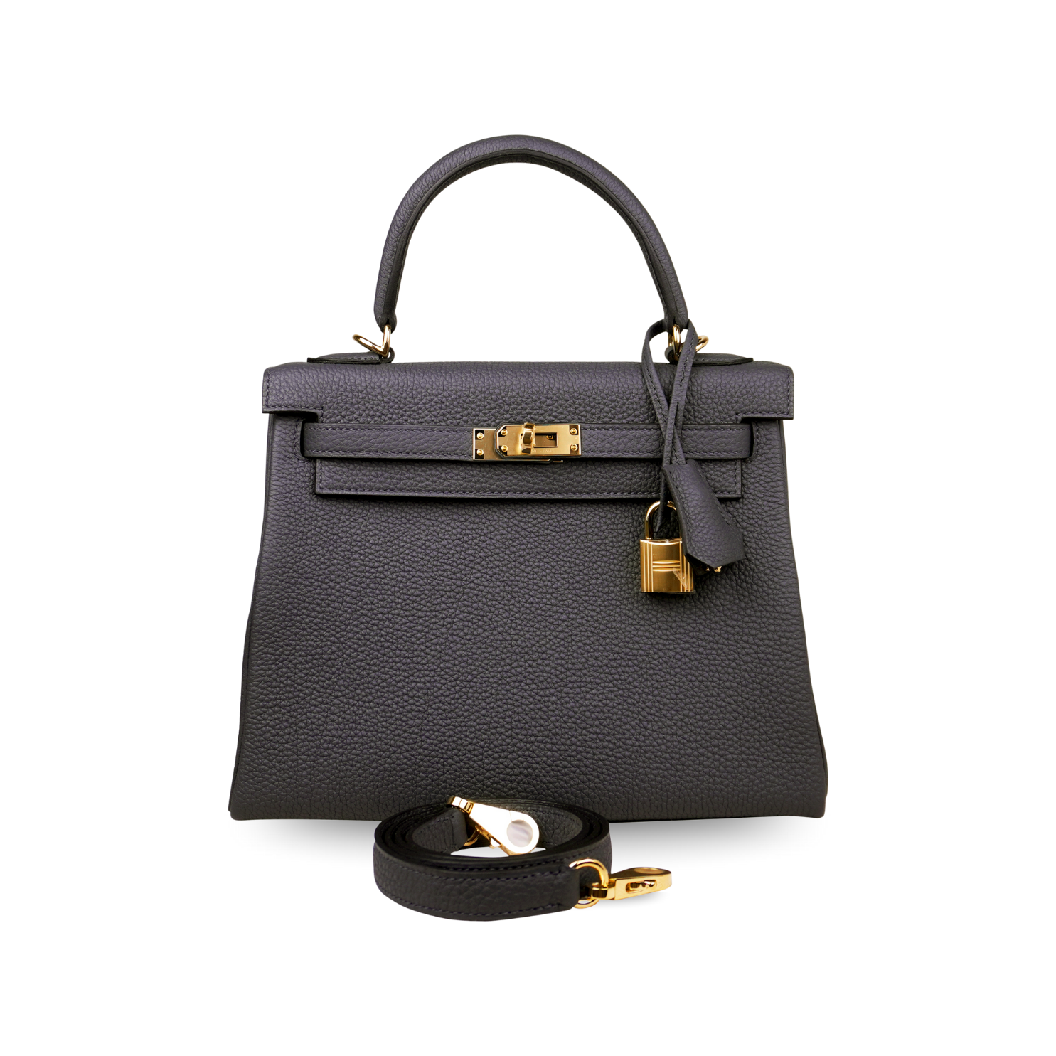 Hermès Kelly 25 Retourne Gris Misty Togo Permabrass