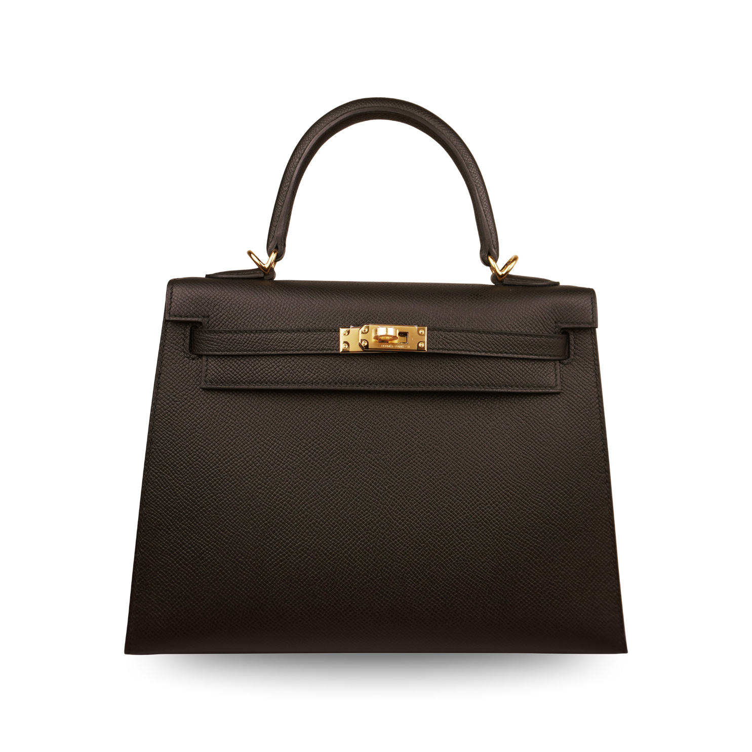 Hermès Kelly 25 Sellier Black Epsom Gold