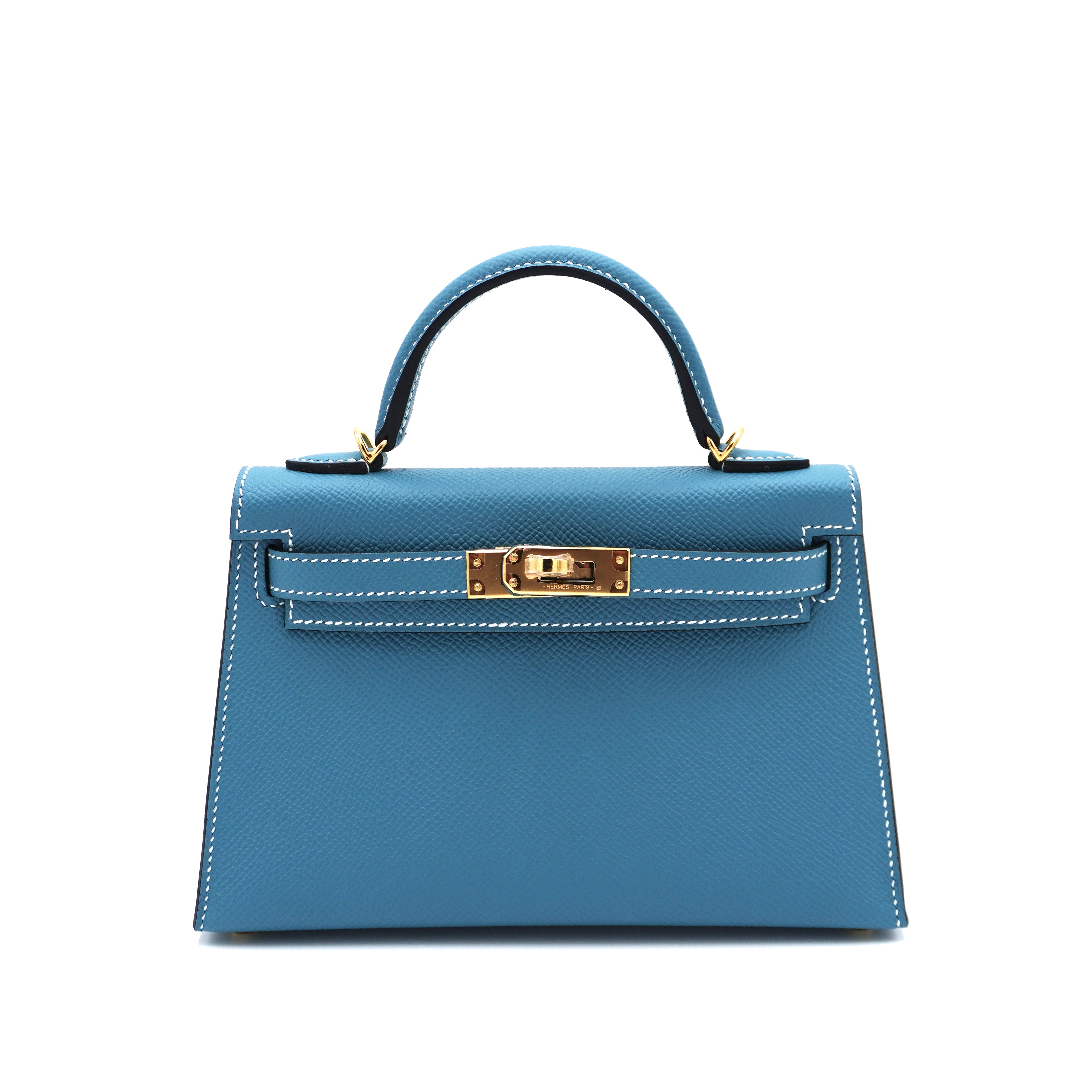 Hermès Mini Kelly II 20 Blue Jean Epsom with Gold Hardware