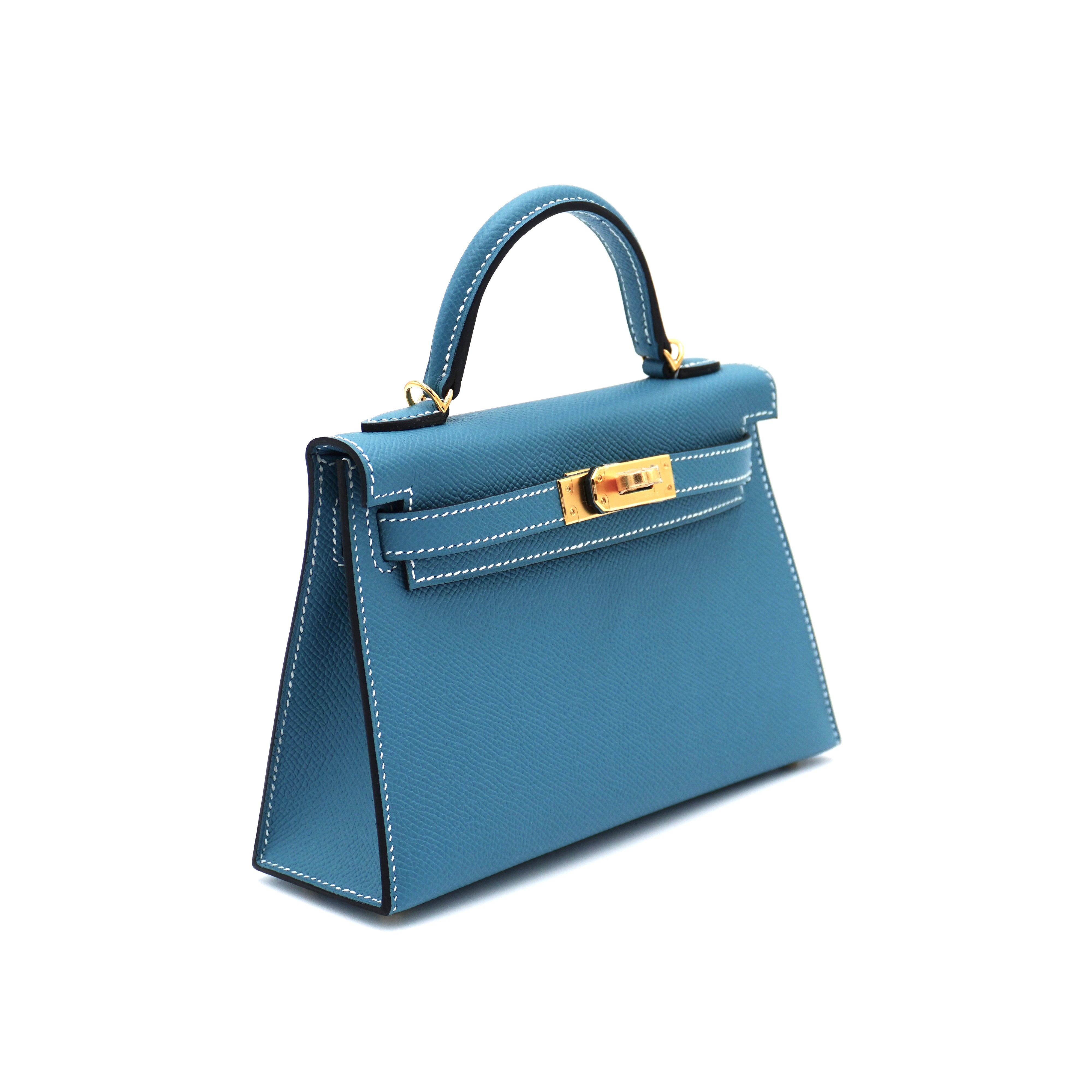 Hermès Mini Kelly II 20 Blue Jean Epsom with Gold Hardware