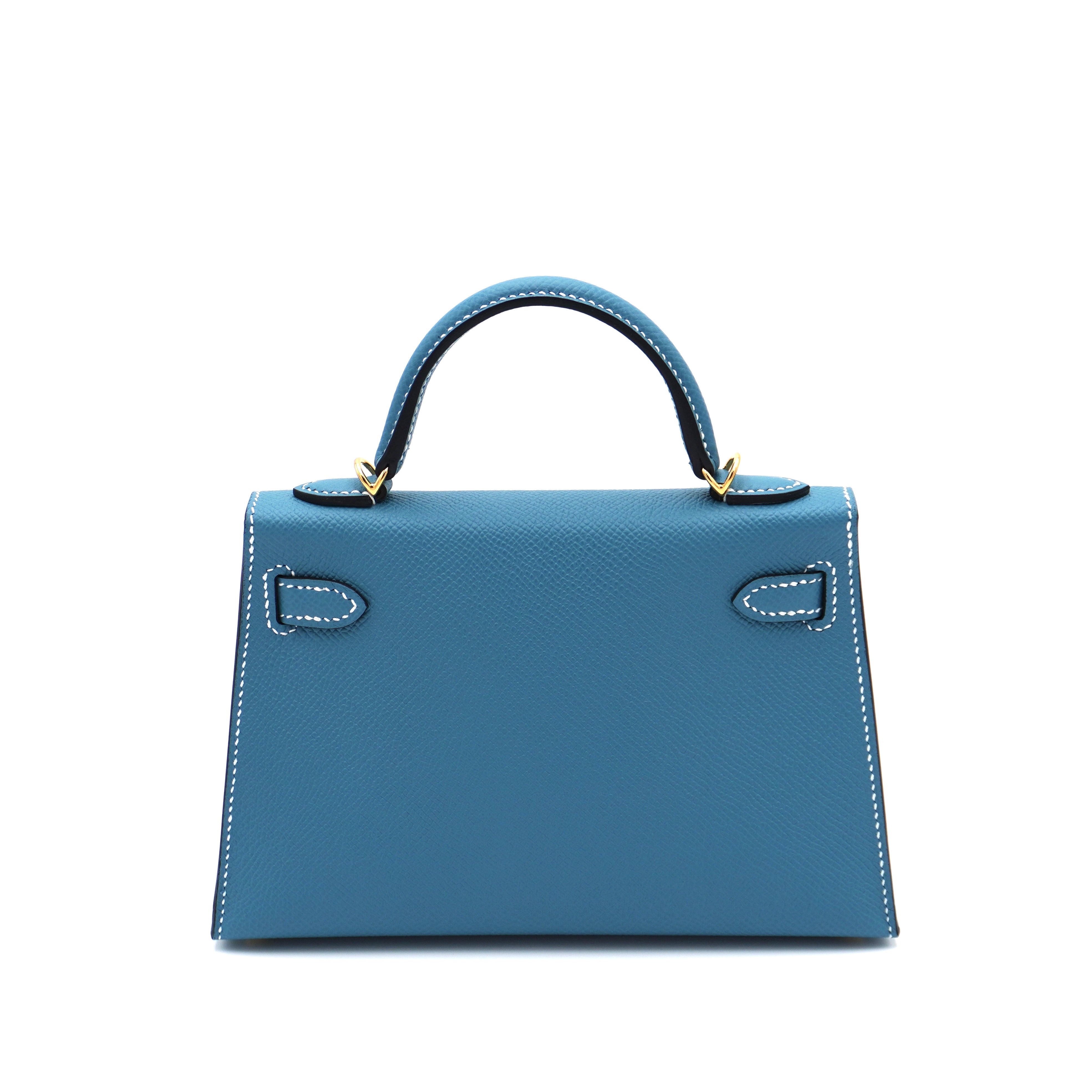 Hermès Mini Kelly II 20 Blue Jean Epsom with Gold Hardware