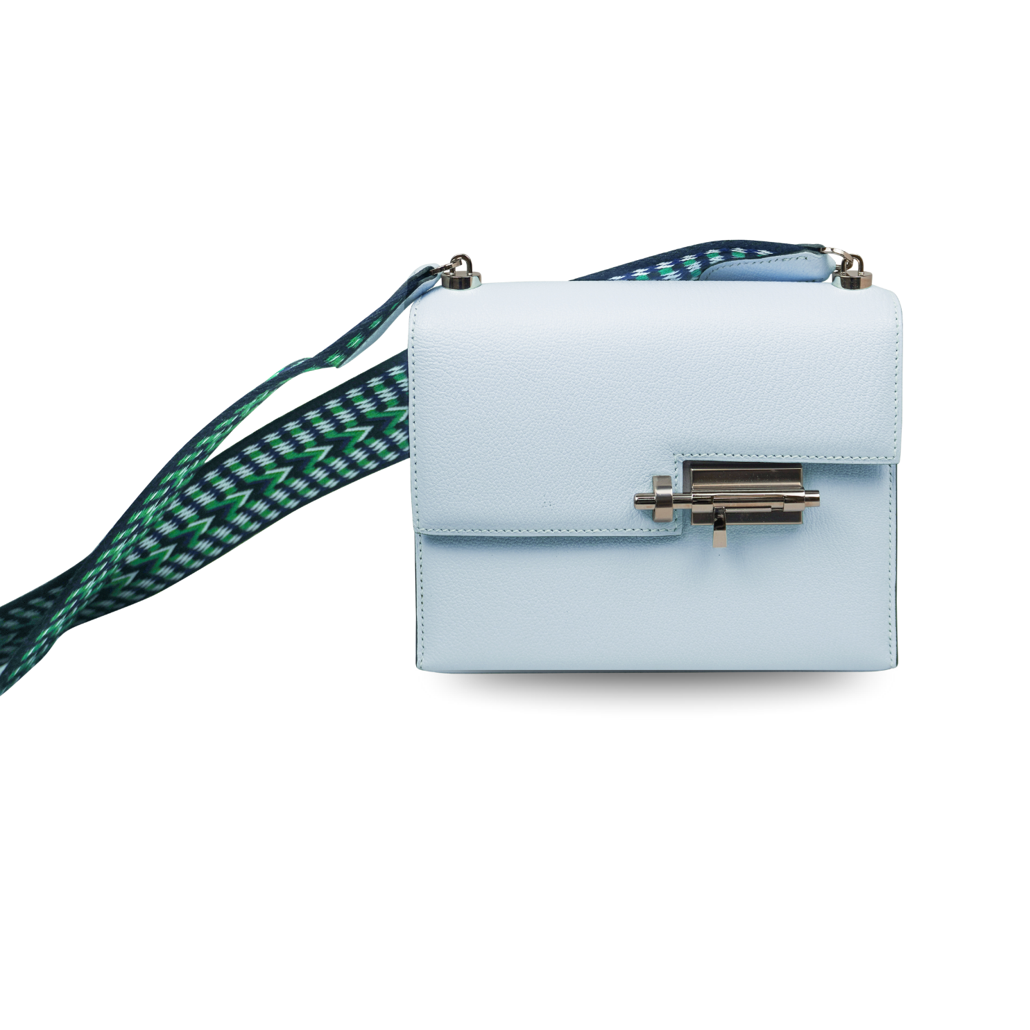 Hermès Mini Verrou Blue Brume Chevre Palladium