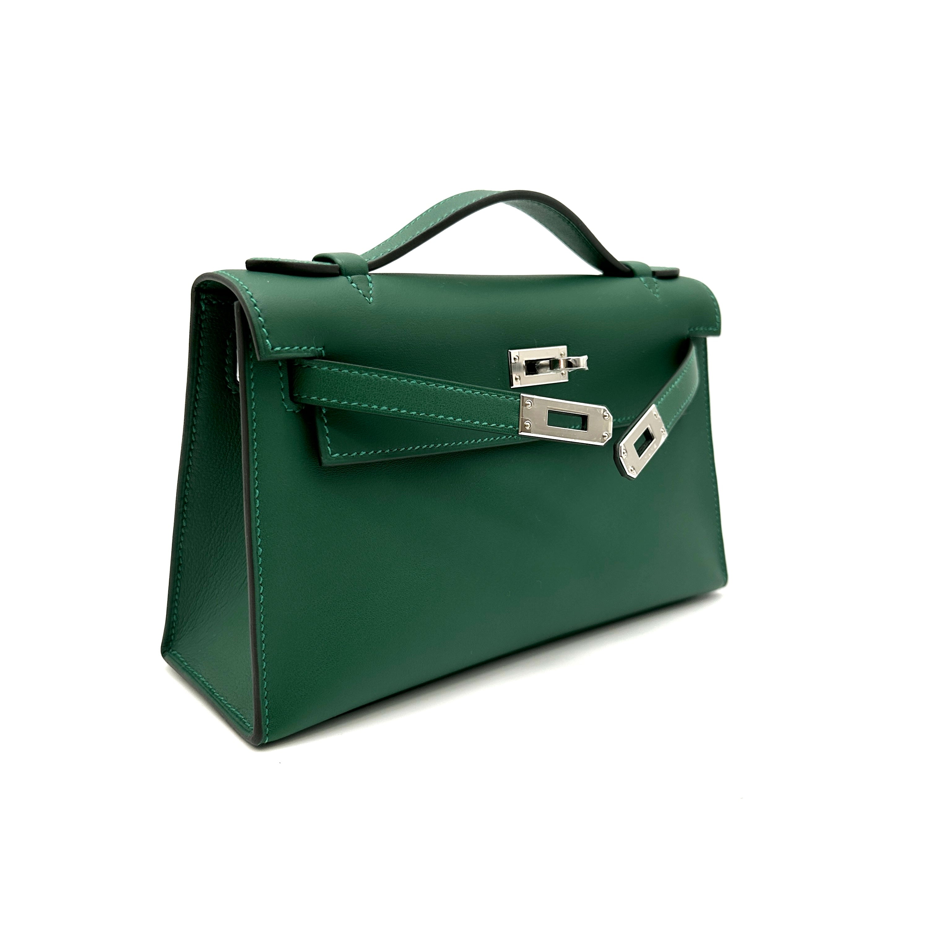 Hermès Kelly Pochette Vert Moyen Swift with Palladium Hardware