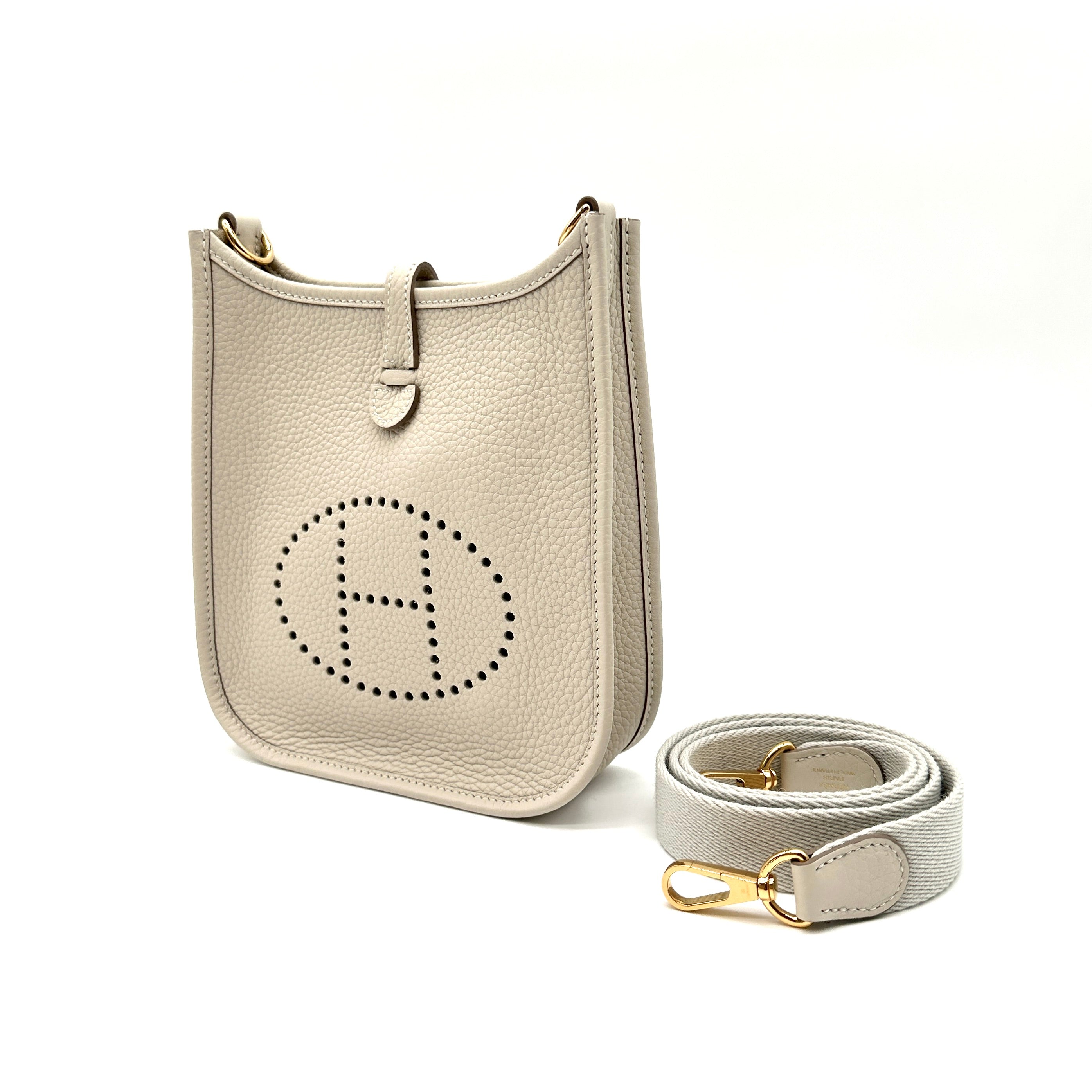 Hermès Mini Evelyne Craie Clemence with Gold Hardware