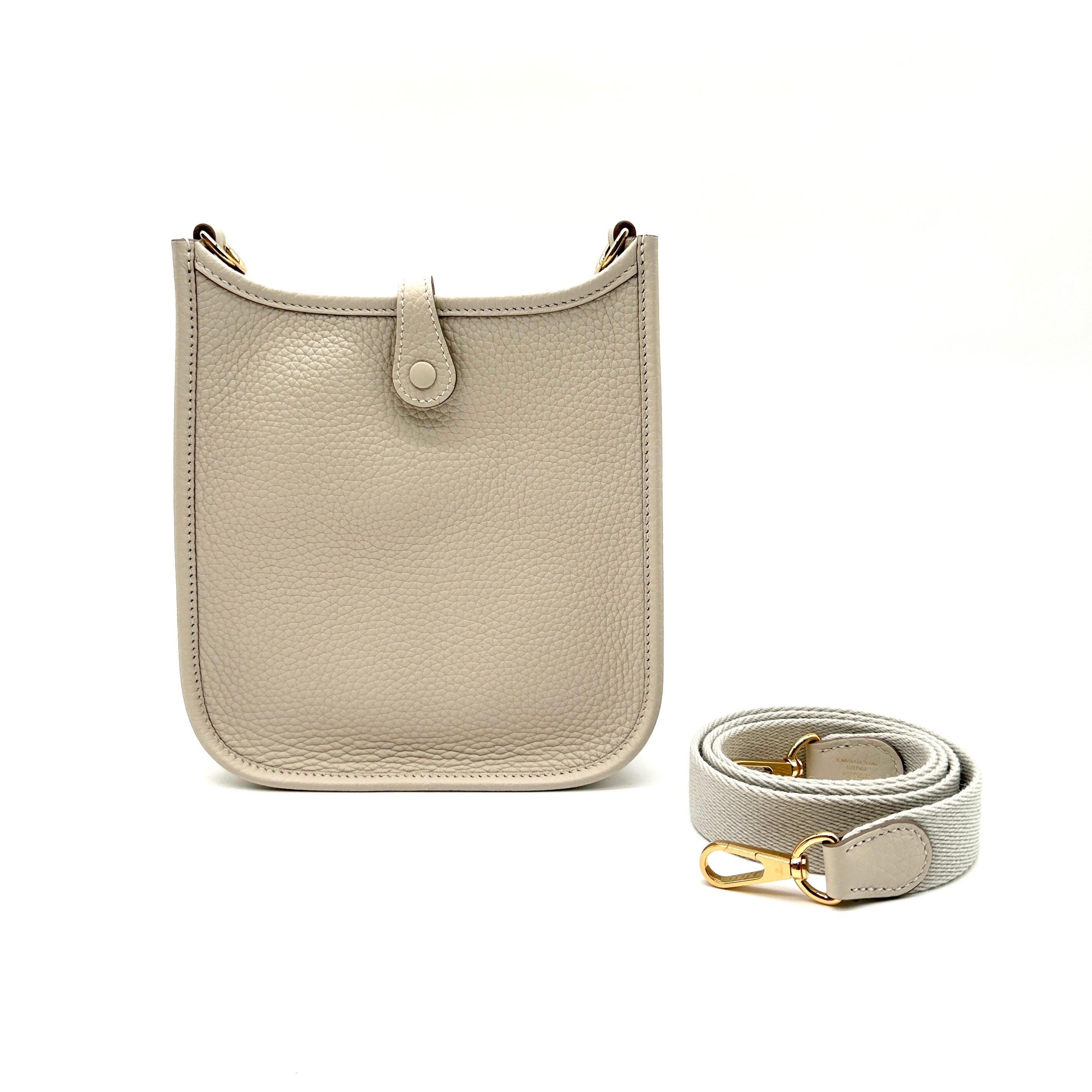 Hermès Mini Evelyne Craie Clemence with Gold Hardware