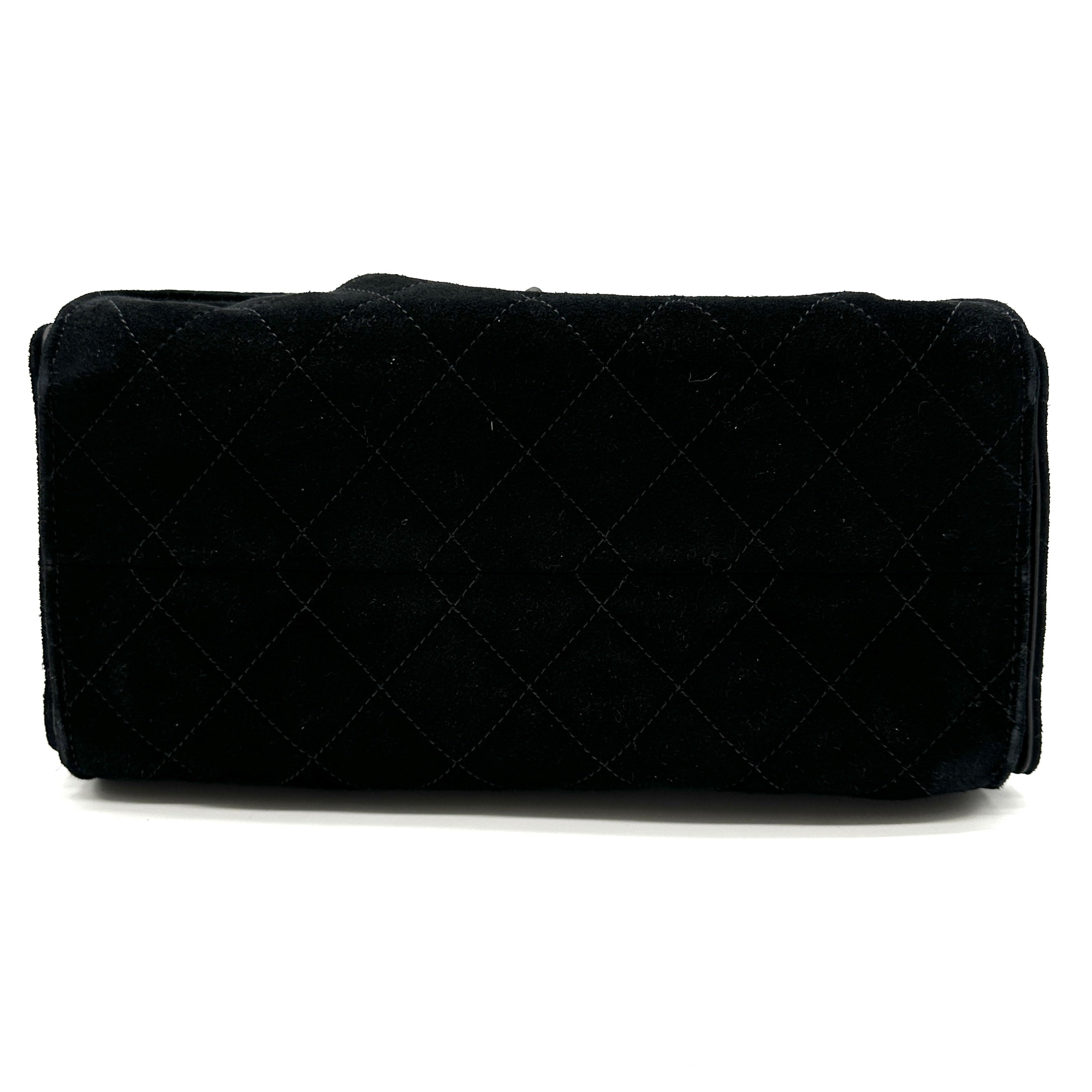Chanel 25K Black Suede with Gold Hardware