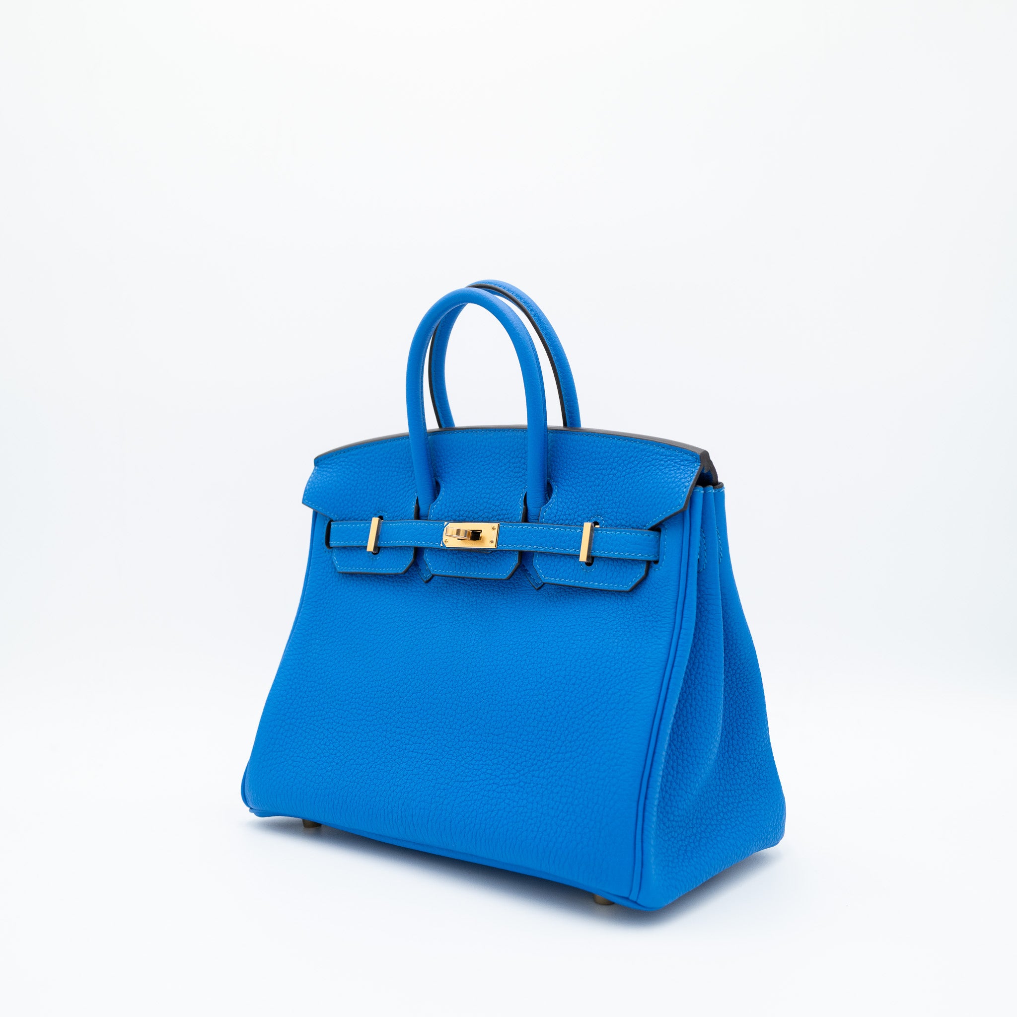 Authentic Hermès Birkin 25 Retourne Bleu Hydra Togo Gold Hardware