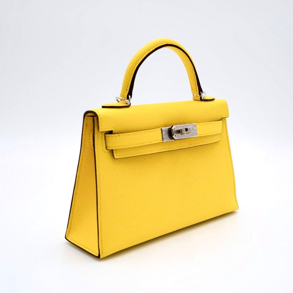 Hermès Mini Kelly II 20 Jaune Citron Epsom with Palladium Hardware