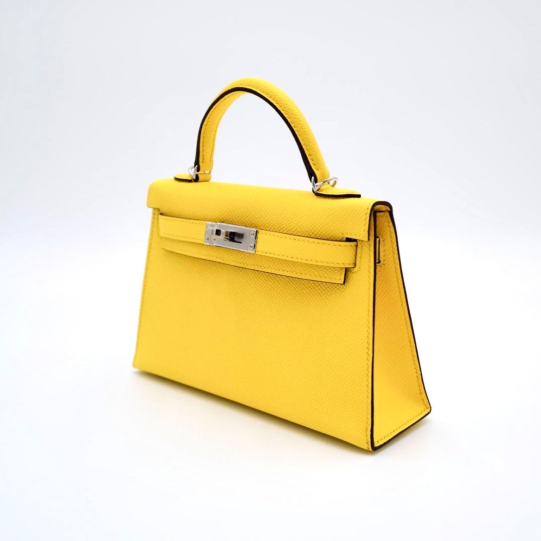Hermès Mini Kelly II 20 Jaune Citron Epsom with Palladium Hardware